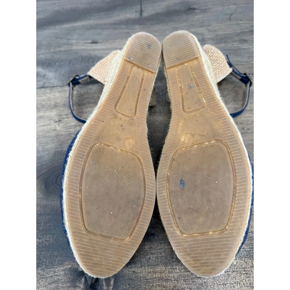 VISCATA Navy Canvas Espadrille Wedge Sandals with Ankle Strap - Picture 4 of 9